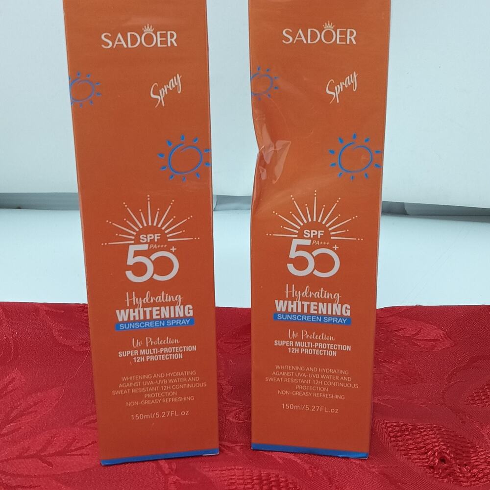 2X SADOER SPF50 Hydrating Whitening Sunscreen Spray Brightening Skin 150ml